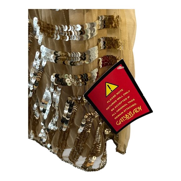 GatsbyLady London Gold Sequin Art Deco Sleeveless Flapper Dress US 14 UK 18 - Picture 5 of 11